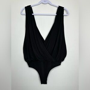 Free People Black Draped Bodysuit
